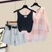 Women's Clothing Summer Wear For Women New Sun Protection Shirt Slim Vest Fashion Casual Denim Shorts Three Piece Set_mkmklike.com