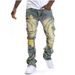 Men's Distressed Flared Jeans – Stretch Denim With Fringe Hem (S-Xxl, Vintage Wash, High Waist, 70% Cotton)_mkmklike.com