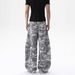 New American High Street Gray White Camouflage Washed Workwear Jeans Wide Leg Curved Blade Loose Casual Pants for Men Women_mkmklike.com