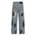 Men's Clothing High Street Washed Distressed Graffiti Rhinestone Jeans Unisex Fashion Brand Loose Wide Leg Straight Trousers_mkmklike.com