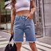 Women's Clothing New Versatile Raw Edge Straight Denim Shorts Casual Shorts_mkmklike.com