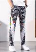 Men's Stretch Skinny Jeans With Artistic Graffiti Print - Trendy Streetwear Denim Pants For Casual & Urban Style_mkmklike.com