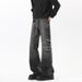 American High Street Vibe Retro Washed Distressed Jeans Men's Trendy Straight Leg Slightly Flared Slim Fit Cleanfit Long_mkmklike.com