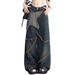 Women's Retro High-Waisted Wide-Leg Jeans Star Patchwork Denim Y2K Style Loose Fit Frayed Hem European American Fashion_mkmklike.com