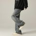 Nordmann Winter Fleece-Lined Thickened Side Ribbed Full Elastic Waist Drawstring Loose Straight Versatile Men's Trendy Jeans_mkmklike.com