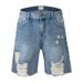 Men's Clothing Summer High Street Bottom Big Hole Denim Shorts Hip Hop Couple Beggar Pants_mkmklike.com