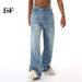 JEANS | 2024 Summer New Product, Thin Tencel American Light Blue Straight Tube Loose Jeans, Simple And Versatile_mkmklike.com