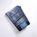Men's Clothing Men's Light Blue Distressed Jeans With Color-Block Panels, Stretch Slim Fit Pants With Printed Design_mkmklike.com