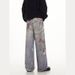 Fashionable Personalized Printed Men's Jeans, Straight Loose Wide-leg American High Street Pants, Trendy Brand, Cool And_mkmklike.com