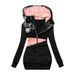 Women's Clothing women's sweatshirt zipper color matching print hooded long sleeved jacket_mkmklike.com