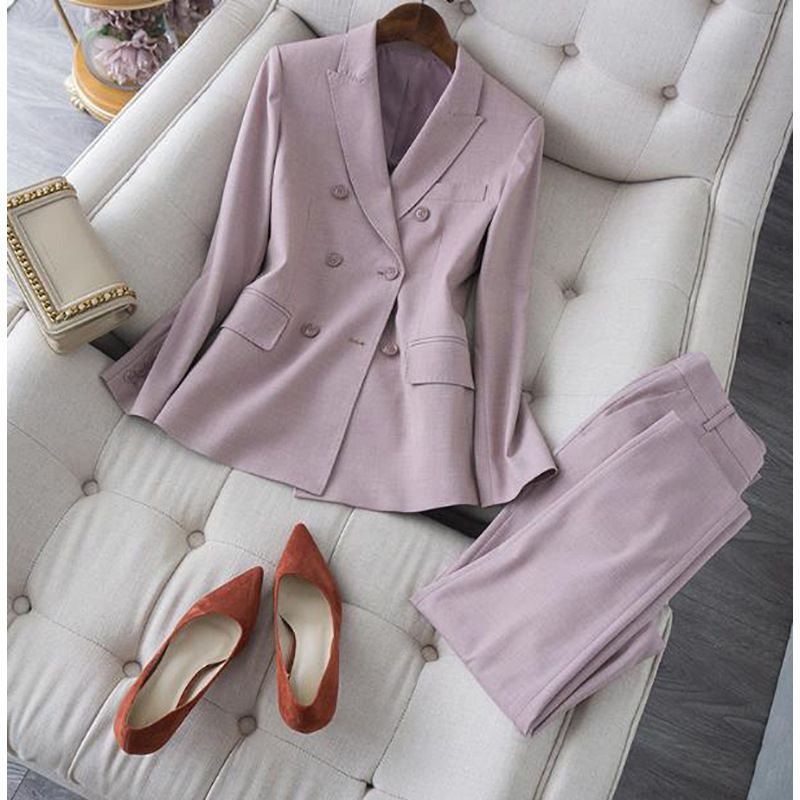 Women's Clothing powder skin whitening suit suit commuting suit + pants two piece suit_mkmklike.com