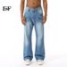 EF JEANS | 2024 New American High Street Whitening Lightning Crack Slightly Washed Light Blue Jeans Straight_mkmklike.com