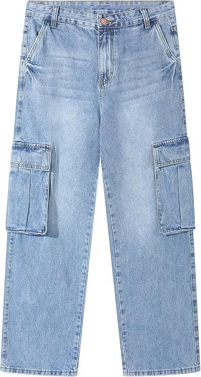 Men's Elastic Fashion Multi-Pocket Loose Straight Jeans American Style Spring Autumn New_mkmklike.com