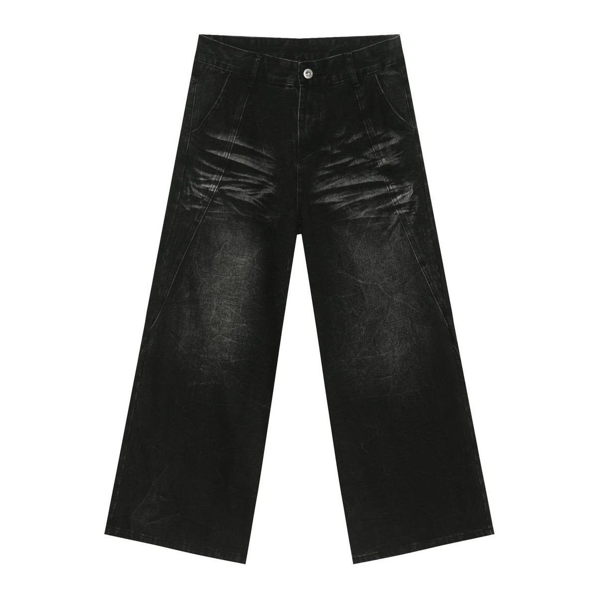 Men's Vintage Washed Jeans – Distressed Loose Straight Leg Denim Pants (S-XL, Black Gray)_mkmklike.com