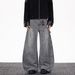 Men's Clothing Streetwear Distressed Denim Pants - Oversized Drop-Crotch Design, Acid Wash Grey, High Waist Baggy Jeans For Men (S-XXXL)_mkmklike.com