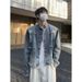 Small Niche Fringed Denim Jacket Men's Retro Washed Gradient Loose Jacket_mkmklike.com