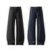American High Street Autumn Winter Retro Casual Denim Raw Cowhide Scimitar Jeans Unisex Loose Plus Size Straight Long_mkmklike.com