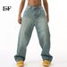 EF JEANS | 2024 New American Personality Retro Old Gradual Change Loose Wide Leg Jeans Men Old Green_mkmklike.com