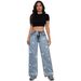 Women's Diamond Patterned Rhinestone Wide Leg Jeans Light Blue Washed Denim Trousers Factory Direct Wholesale_mkmklike.com