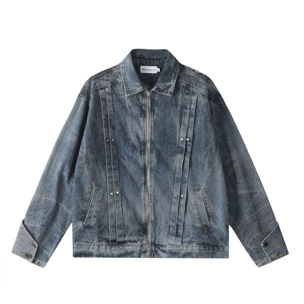 Jia Yi Ku New American Washed Cowboy And Women's Crimson Rivet Jacket Men's_mkmklike.com