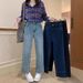 Light Blue Straight-leg Jeans Women, New Autumn Style, Suitable For Pear-shaped Body, Plus Size, High-waisted, Loose,_mkmklike.com