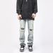 Men's Trendy Slim Fit Straight Leg Ripped And Patched Jeans High Street Style Retro Washed Pants Streetwear_mkmklike.com