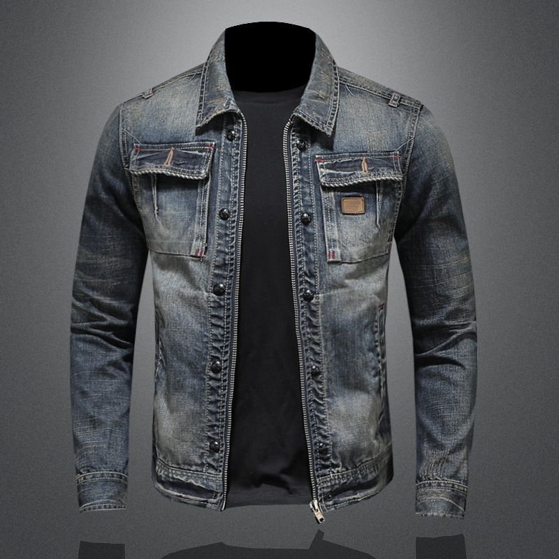 Men's Clothing Motorcycle Fashion Trendy Slim Jacket Retro Casual Handsome Denim Clothes_mkmklike.com