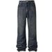 Men's Clothing 25 Autumn American Retro Blue Washed Distressed High Street Flared Jeans_mkmklike.com