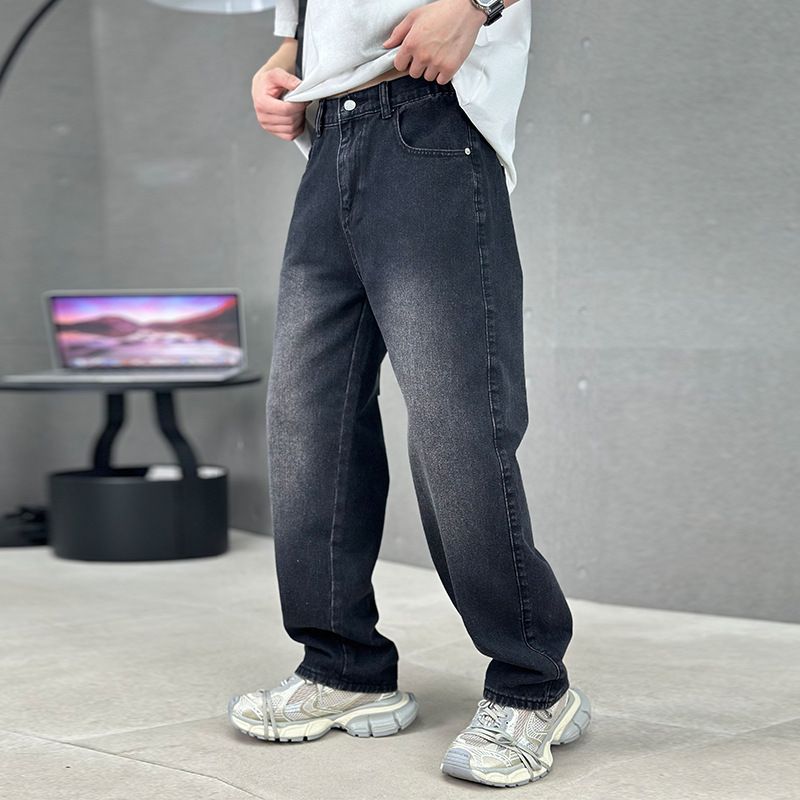 American Style Jeans Men's Spring Plus Size High Street Loose Straight Leg Brand Trendy Maillard Versatile Casual Pants_mkmklike.com