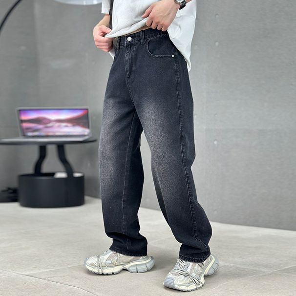 American Style Jeans Men's Spring Plus Size High Street Loose Straight Leg Brand Trendy Maillard Versatile Casual Pants_mkmklike.com