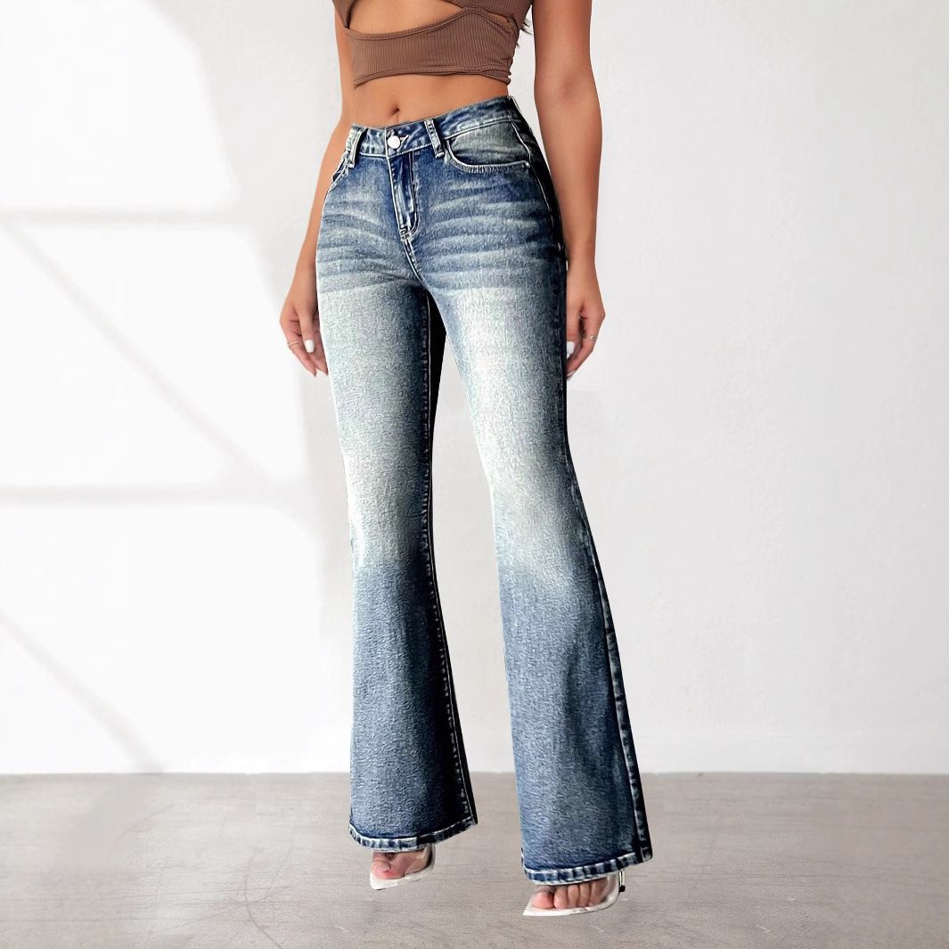 Vintage High Waist Flared Jeans For Women - Stretchy Denim With Embroidery, Retro Sexy Fit, Comfortable & Stylish_mkmklike.com