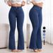 Women's High-Waisted Slim Fit Flared Jeans Solid Color Stretch Casual Hip Lifting European American Style Denim Pants_mkmklike.com