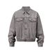 American Washed Gray Denim High Street Basic Short Jacket, Trendy Brand Versatile Top, Korean Version_mkmklike.com