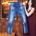 HME Men's Slim Straight Leg Jeans Ripped Print Casual Fashion High Street Trendy European American Cross Border Exclusive Supply_mkmklike.com