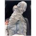Ink Splash Ripped Straight Jeans For Women, Summer New Light Blue High Waist Loose Slimming Narrow Wide Leg Pants Trend_mkmklike.com