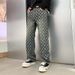 Men's Clothing Denim Jacquard Pants Men's Cool Full Print Embroidery High Street Straight Jeans Fashion Trousers_mkmklike.com