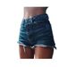 European American Vintage Classic High-waisted Denim Shorts With Side Slits, Holes, And Cat_mkmklike.com