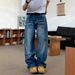 Men's Clothing American Street Retro Niche Simple Vintage-Inspired Relaxed Fit Men's Flared Jeans – Distressed Washed Denim With Retro Street Style_mkmklike.com