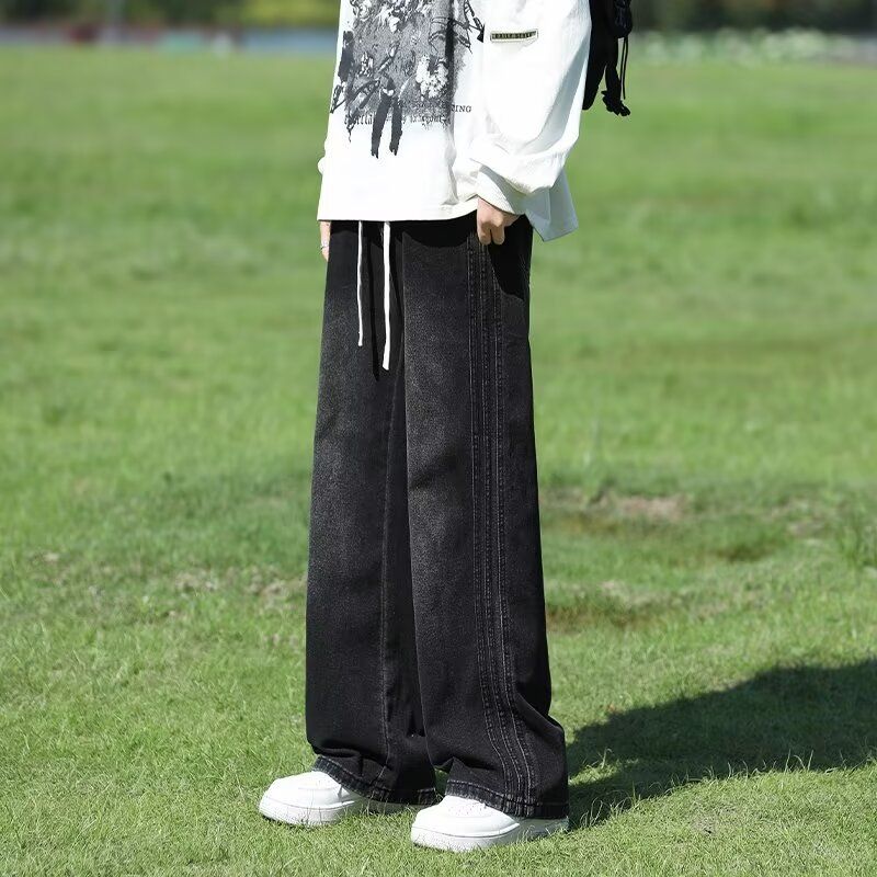 American Retro Jeans Men's Spring And Autumn New Teen Loose And Versatile Straight Trousers High Street Wide-leg Casual Trousers_mkmklike.com