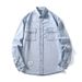 Large Size Men's Clothing New Tencel Ultra-thin Denim Shirt Spring And Summer Solid Color Fat Denim Shirt Men's Hair_mkmklike.com