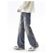 Nordmann American Style Vibe Washed Vintage Patchwork Zipper Jeans For Men Ins Trendy High Street Slim Fit Flared Long Pants_mkmklike.com
