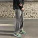 Light Blue Jeans Men's Spring And Autumn Loose Straight Casual Pants American Retro High Street Wide-leg Pants Drawstring_mkmklike.com
