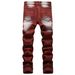 Men's Clothing Original European And American Style Motorcycle Pants Elastic Zipper Decoration Dyeing Personality Fashion Skinny Jeans_mkmklike.com