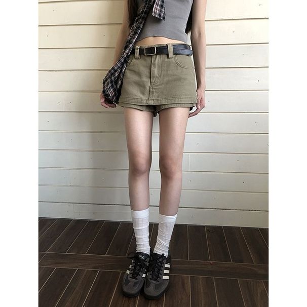 Retro Denim Women, 2025 New Summer A-line Skirt, Hip-hugging, High-waisted, Slimming Short Skirt For Petite Women_mkmklike.com