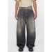Hand-Painted Splash Ink Art Wide Leg Distressed Denim Pants - Unisex Relaxed Fit Vintage Washed Jeans_mkmklike.com