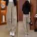 Clair Khaki Simple Straight-Leg Jeans For Women 2025 Autumn Winter Thickened High-Waisted Loose Slimming Versatile Scimitar_mkmklike.com