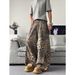 Men's Clothing Unisex Wide Leg Pants Street Style Patchwork Leopard Print Curved Blade Jeans Deconstructed Design_mkmklike.com