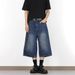 "Korean Style Washed Cropped Wide Leg Jeans For Men & Women - Relaxed Straight Cut Denim Mid-Length Shorts With Slimming Effect"_mkmklike.com