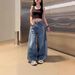 Plus Size Hot Girl Striped Jeans Women 2025 Autumn Design Loose Slimming Scimitar Casual Wide Leg Pants_mkmklike.com