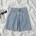 Women's High-Waisted Denim Shorts 5 Point Summer Thin Straight Leg plus Size Loose Fit Wide Leg Mid-Length for Petite_mkmklike.com
